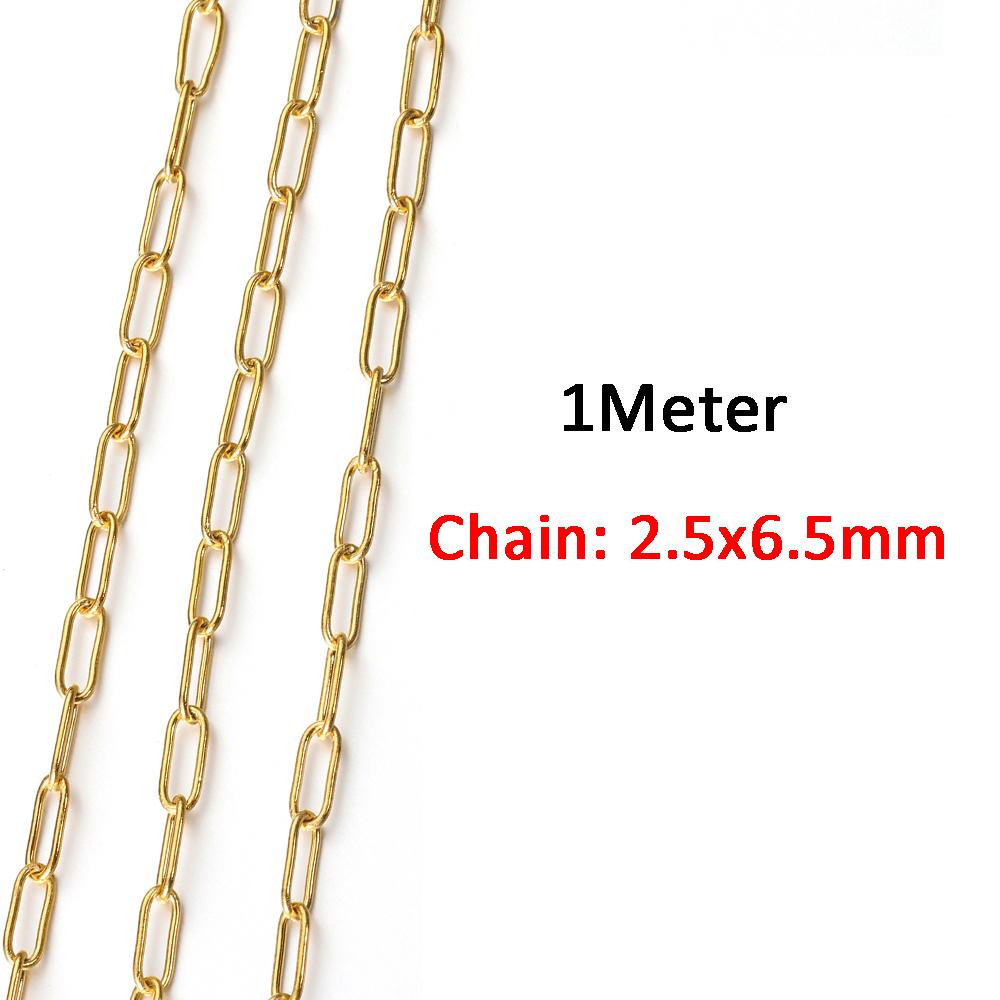 1Meter 1mm-7.5mm No Fade Gold Chain Stainless Steel Curb Chains for Jewelry Making DIY Bracelet Necklace Thick Chain Components