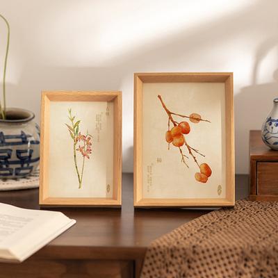 Chinese Stijl Fotolijst Vintage Bloemen Mini Fotolijst Houten Staande Display Lijst voor Tafelblad Wanddecoratie