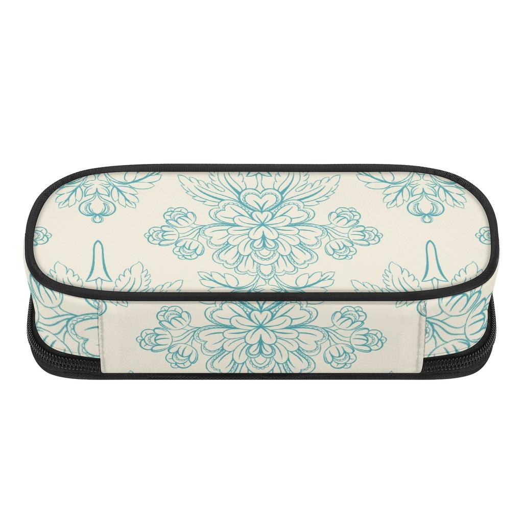 Pencil Case 300D Polyester Practical Secure Zipper Closure with Main Compartment Mesh Pocket and Pen Slots for Daily School Use