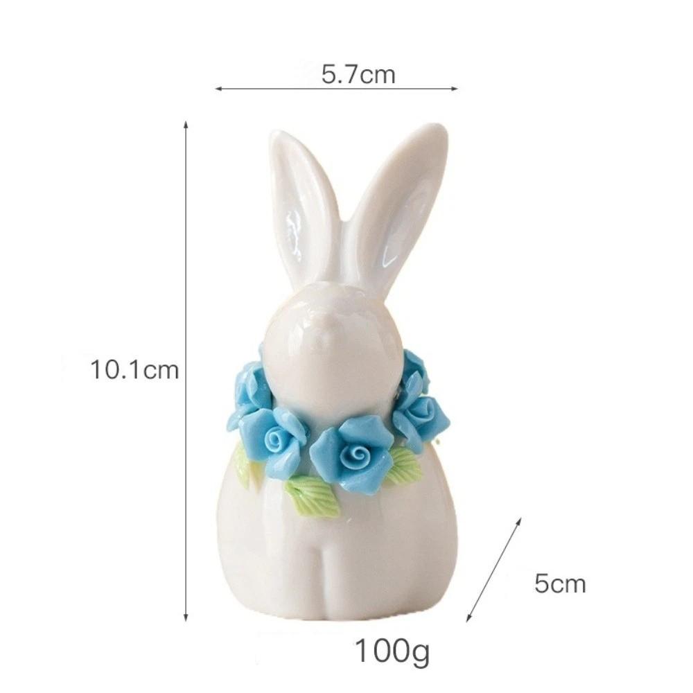 Niedliche Keramik-Häschen-Figuren Mini-Blumendesign Keramik-Dekoration Schreibtisch-Ornament Büro-Schreibtisch-Ornament