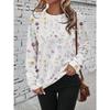 Round Neck 3D Printed Plant Flower Pattern Top Fashionable Casual Long Sleeved Women's Sweatshirts