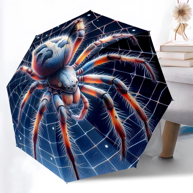 1pc Sturdy 8-Bone Auto Umbrella, Spider Umbrella, Digital Printed, Foldable Umbrella for On-the-Go Outdoor Use