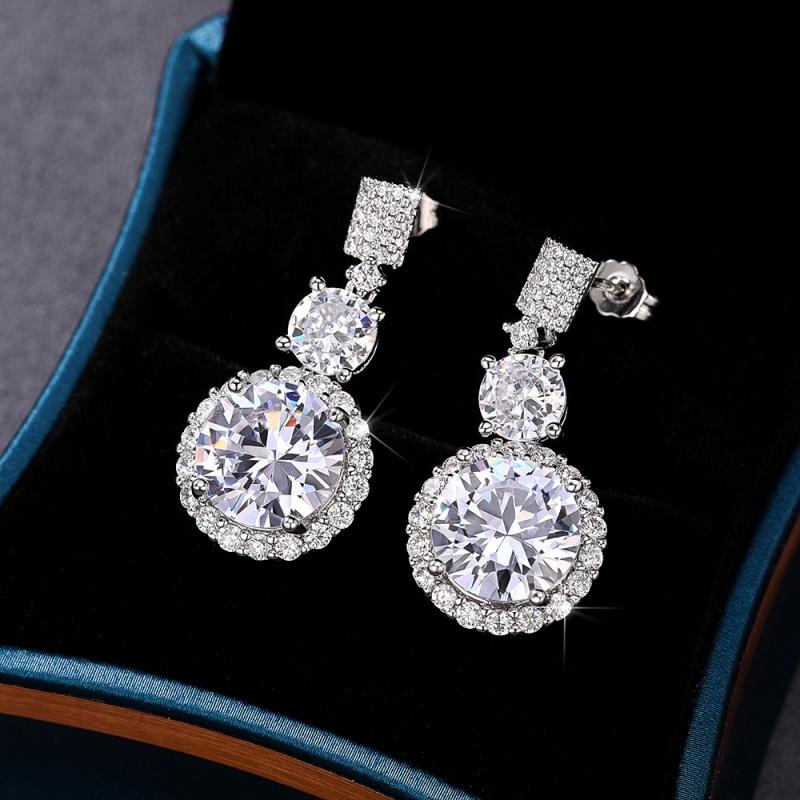 CAOSHI Gorgeous Pendant Earrings Elegant Lady Engagement Accessories Brilliant Cubic Zirconia Jewelry for Wedding Ceremony Party