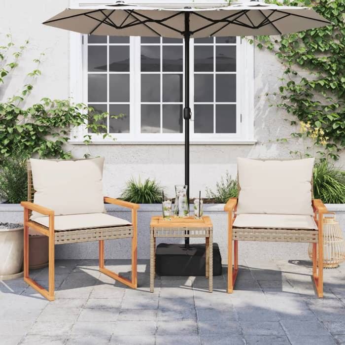 VidaXL Ensemble de Bistro et Coussins 3 pcs, Table et Chaises, Ensemble de Meubles de Jardin, Mobilier d'Extérieur, Mélange 365861