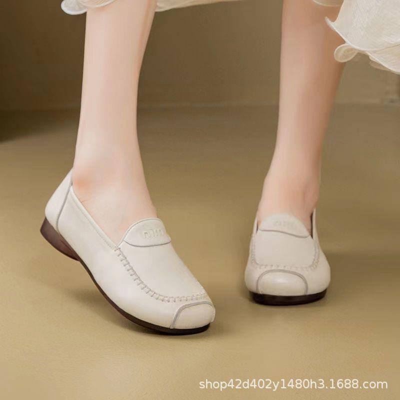 Real soft leather sole soft high-end retro mother shoes single shoes 2025 autumn casual and comfortable versatile non-slip mother shoes
