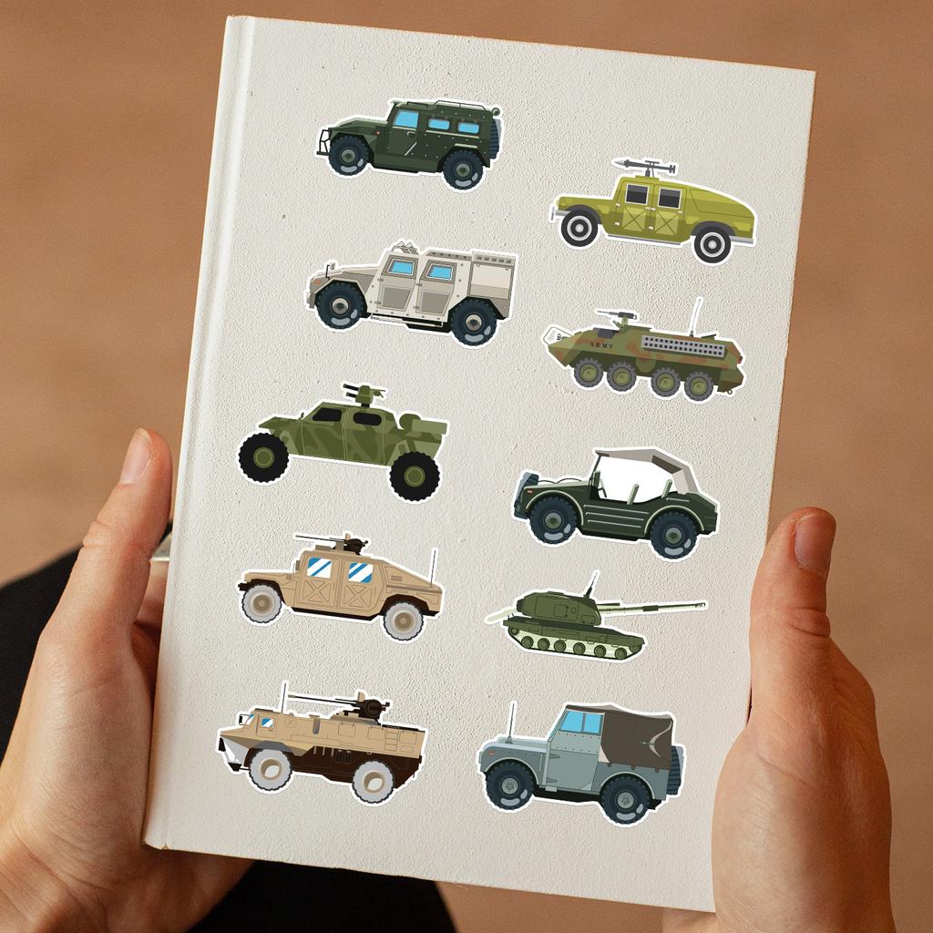 100 Military Vehicles Graffiti Stickers Laptop Mobile Phone Computer Decoration Stickers Waterproof Creative Children Cartoon Stickers