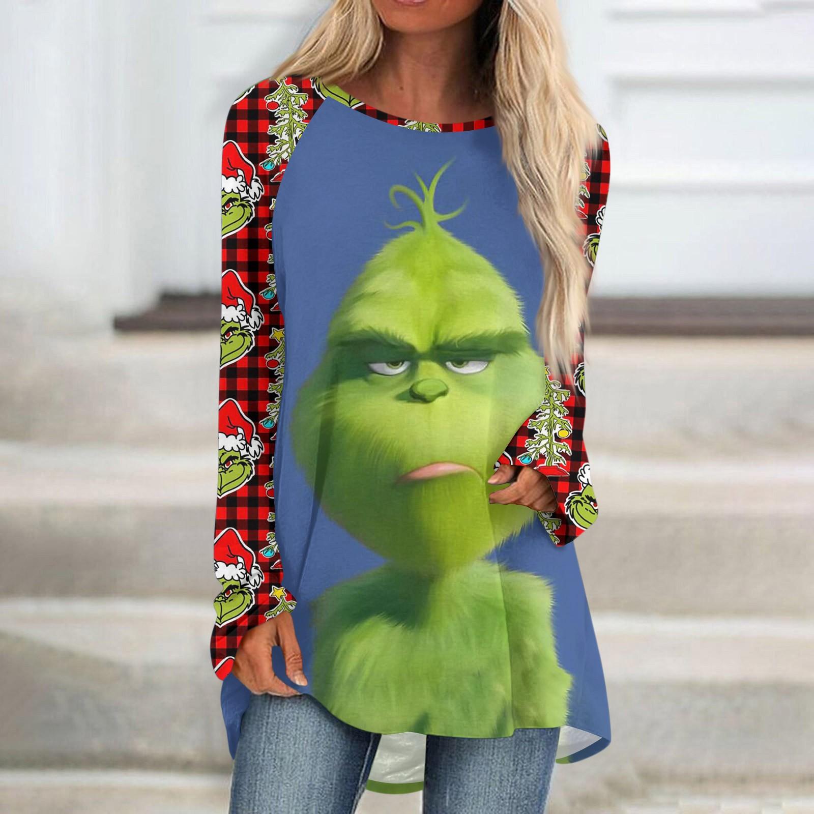 

Women s Fashion Casual T-Shirt Shoulder Stitching Print Long Sleeve Round Neck Medium Length Top M синий