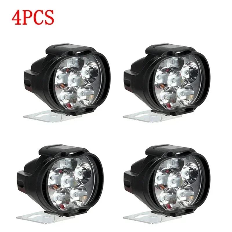 2pcs Led Headlight Motorcycles White Super Bright Auxiliary Working Front Light Scooter Spotlight Additional Spot Light Fog Lamp