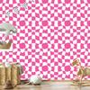 Wallpaper Casual Checkerboard White, Purple and Powder Pink 50x1000