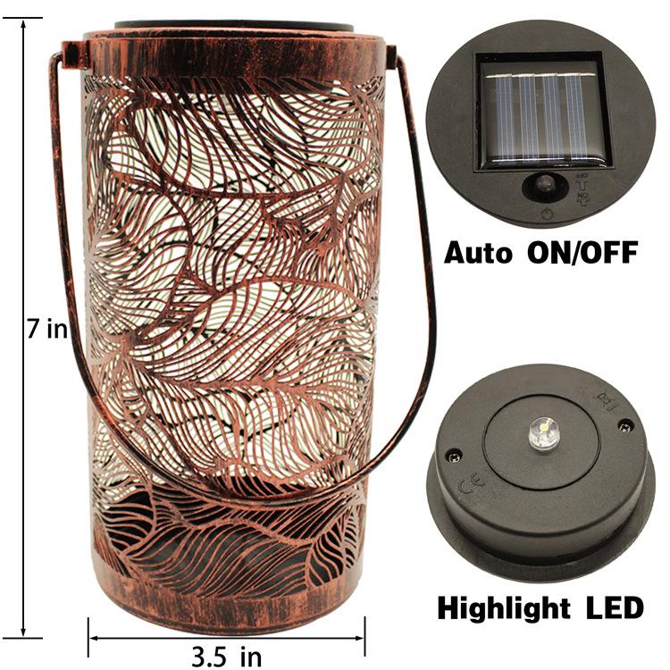 Ghirlande Luminoase Solare LED Transfrontaliere: Decor suspendat din fier forjat gol pentru peisaj de curte exterioară