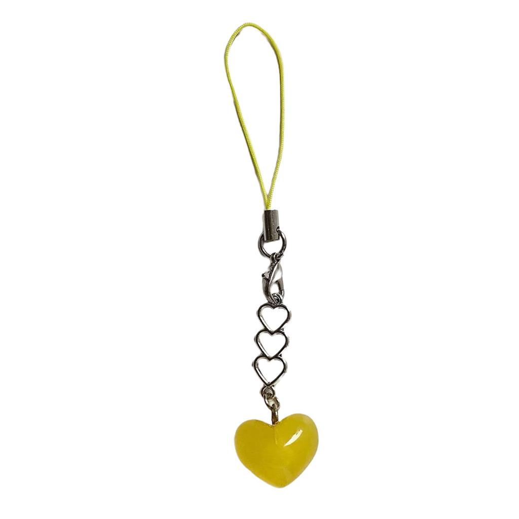 Love Heart Keyring Personalized Couple Keychain Handmade Cellphone Lanyard Unique Charm for Key and Earphone Cases