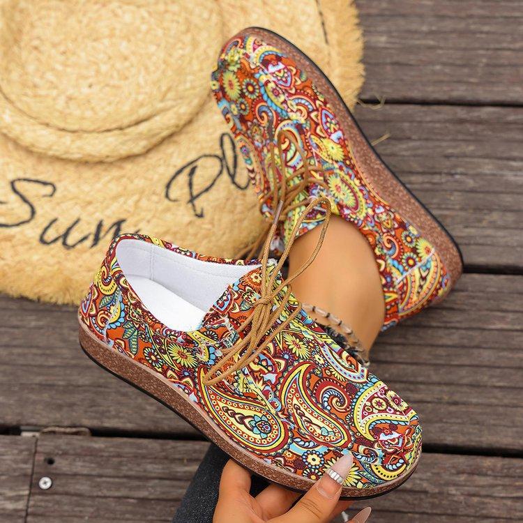 Casual large size light mouth lightweight single shoes autumn bohemian women's comfortable soft-soled flat heels