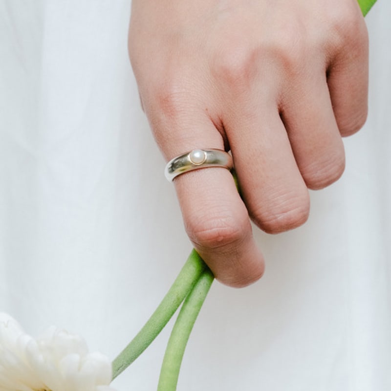 eveningbell [silver925] Sophia pearl ring (2color)