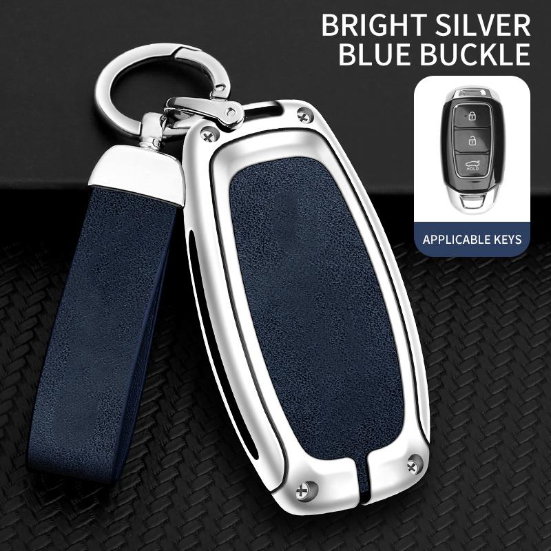Zinc Alloy Leather Car Key Fob Case For Hyundai I30 Ix25 Ix35 Elantra Kona Solaris Azera Grandeur Ig Tm Accent Santa Fe Key Fob