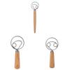 Modern Simple Wooden Egg Beater With Stainless Steel Mixing Rod For Kitchen Daily Use