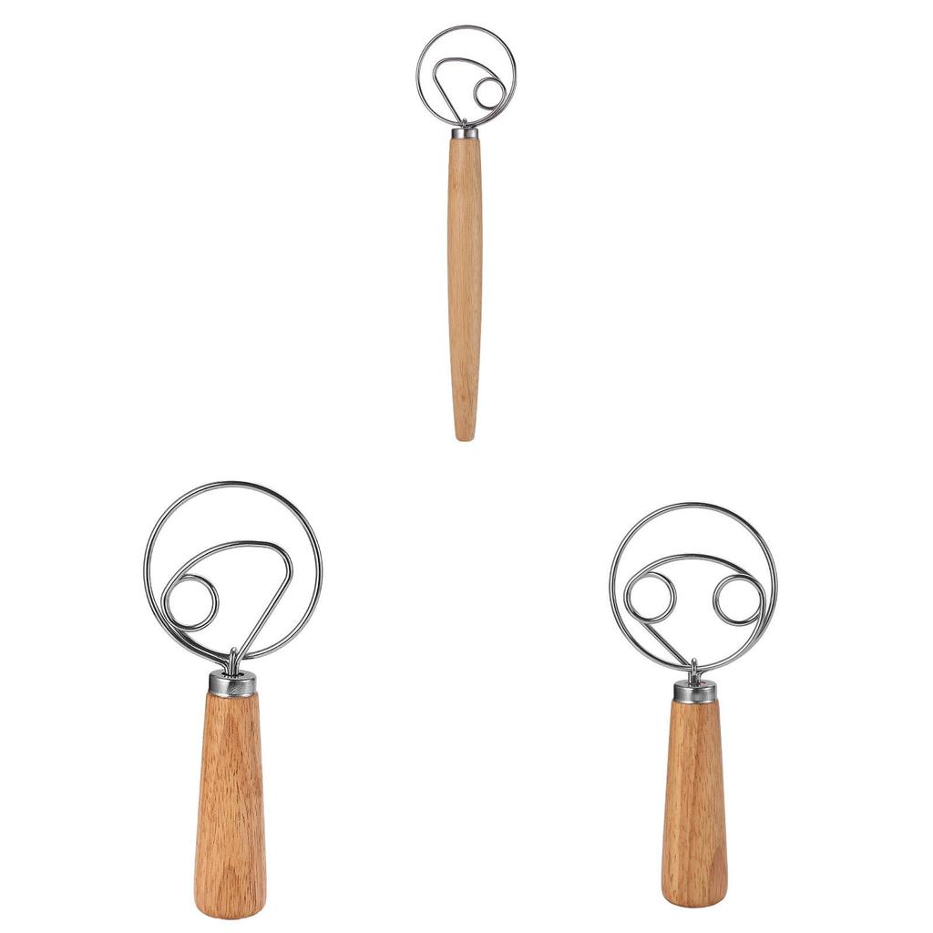 Modern Simple Wooden Egg Beater With Stainless Steel Mixing Rod For Kitchen Daily Use