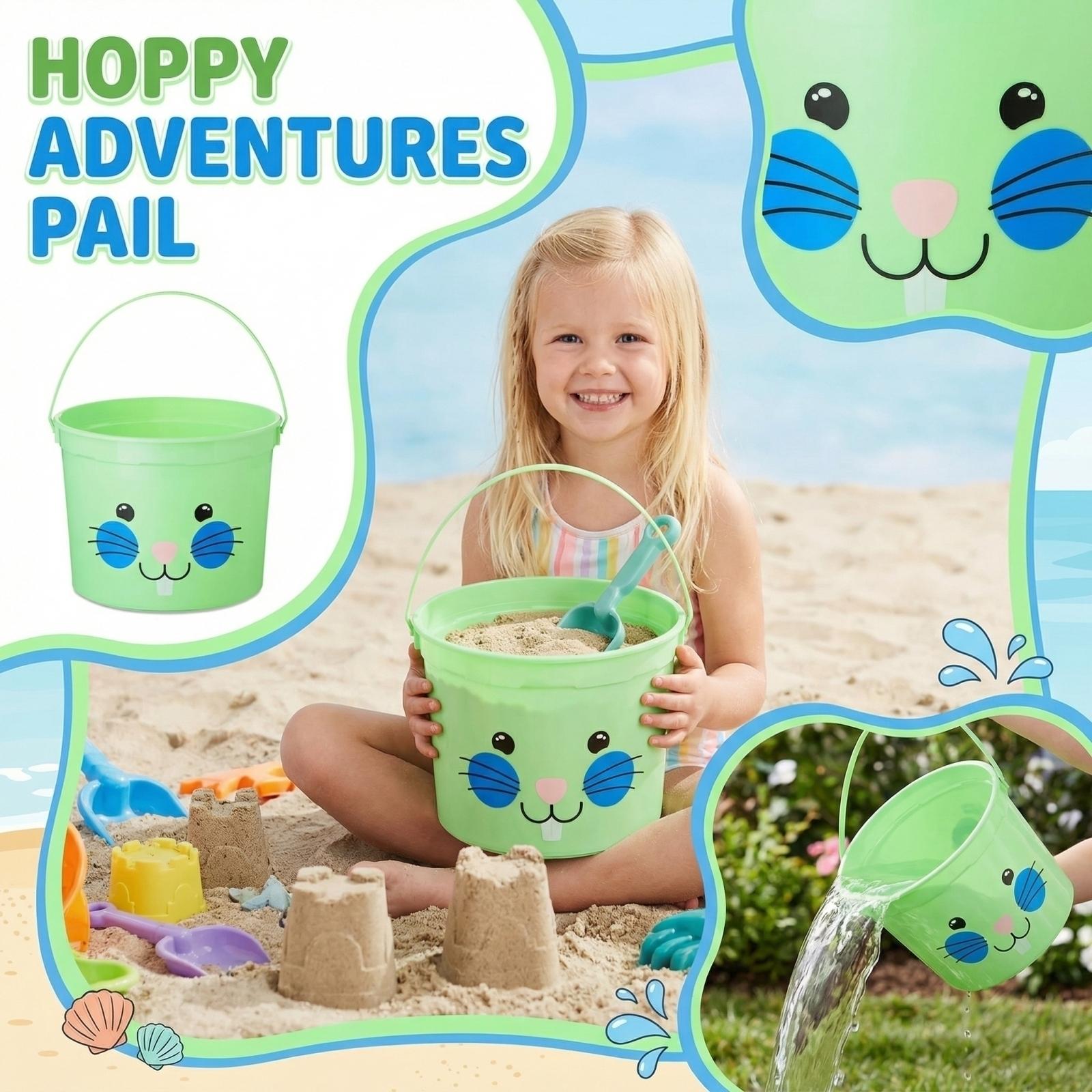 

Green Pattern Plastic Bucket- Made Of Plastic, Perfect For Holding Water, Sand, Or Other Materials. One Size