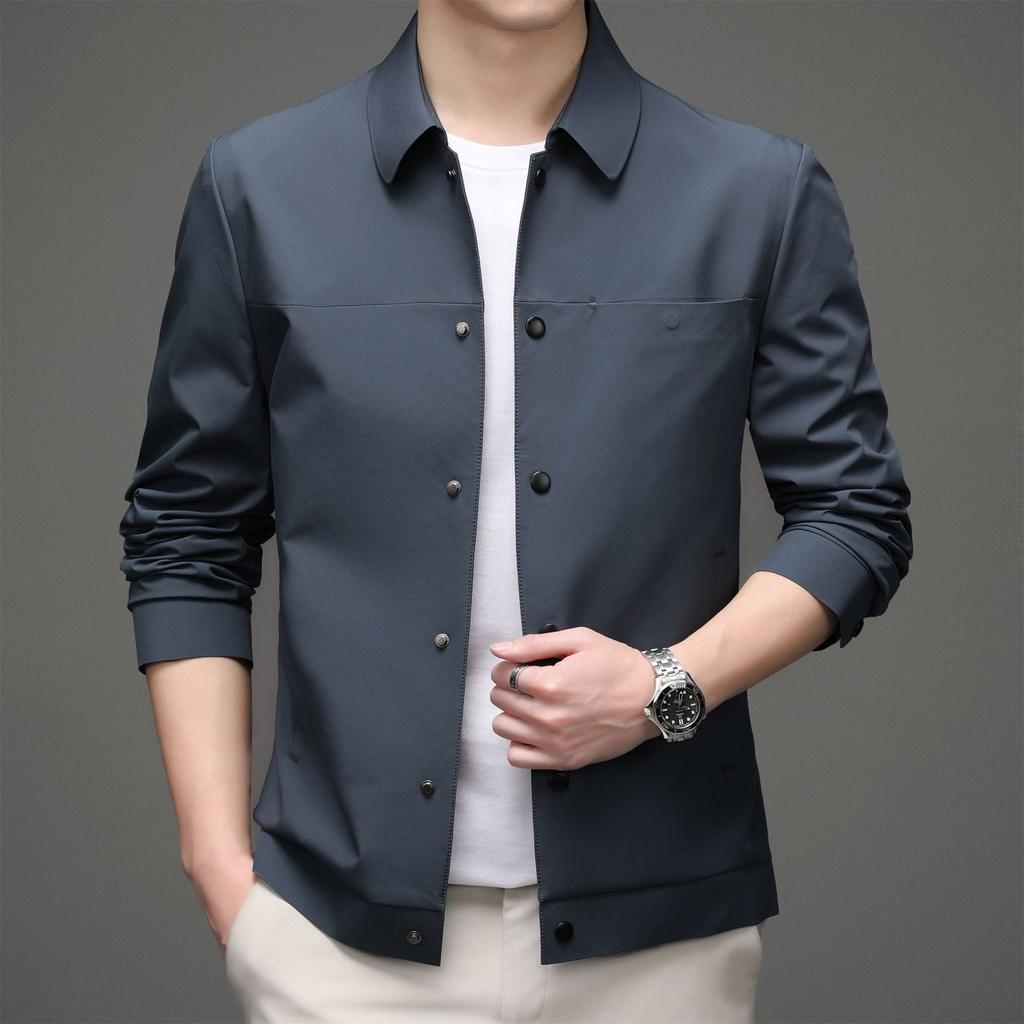 Autumn New Men's Jacket Korean Version of Casual Fashion Trend Lapel Top Middle-aged Thin Coat Men