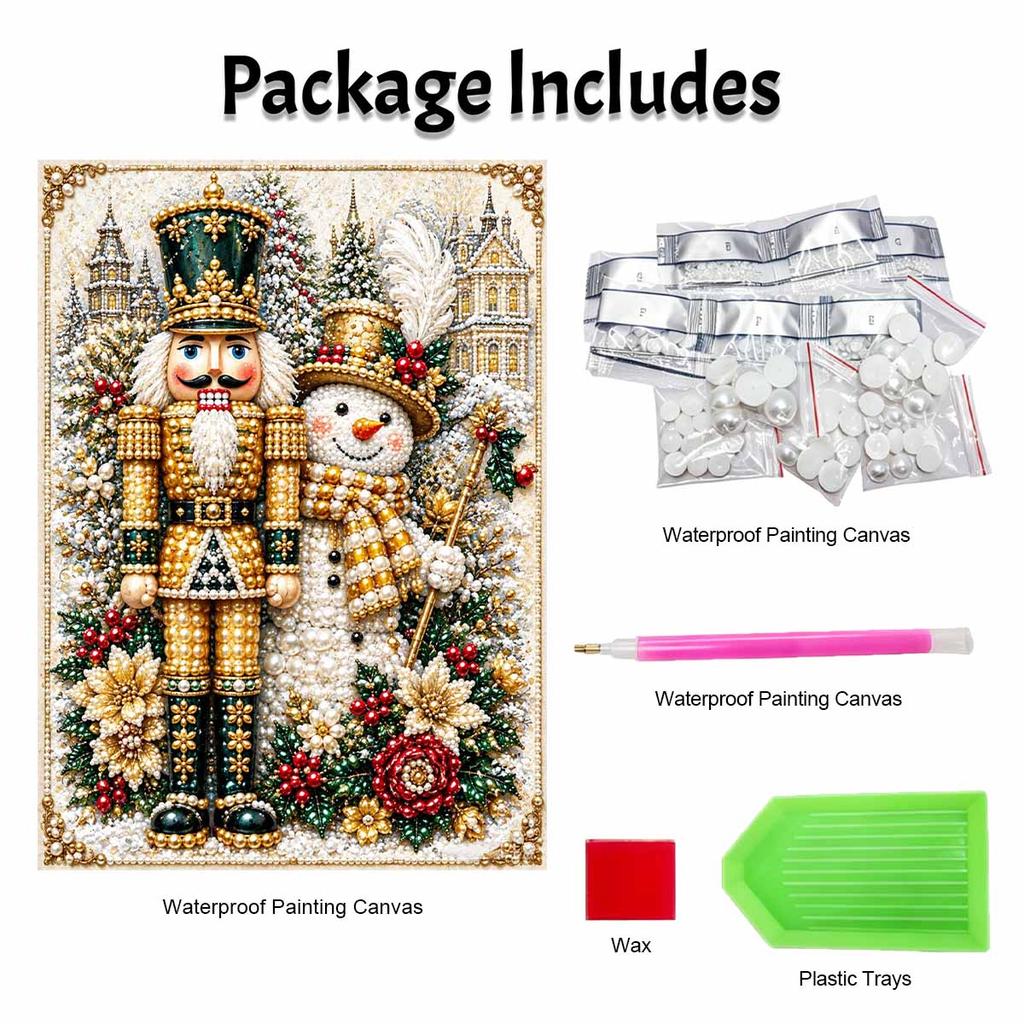 DIY Nutcracker and Snowman Pearl Diamond Painting Kit. suitable for beginners. Christmas home wall decoration. handmade gift.