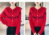 Women's Autumn-Winter Color Block 100% Wool Jacquard Cardigan – Round Neck, Age-Reducing, Versatile Knitwear