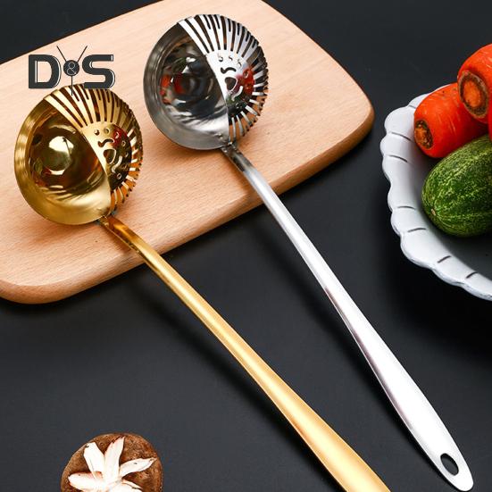 Stainless Steel Skimmer Spoon for Frying Cooking 2 In 1 Slotted Spoon Long Handle Colander Strainer Scoop for Hotpot Pasta Noodles