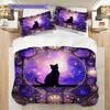Black Cat Pattern Bedding Quilt Set Quilt Cover Pillowcase Home Decoration Birthday Gift (1 * Duvet Cover + 2 * Pillowcase, Without Core)