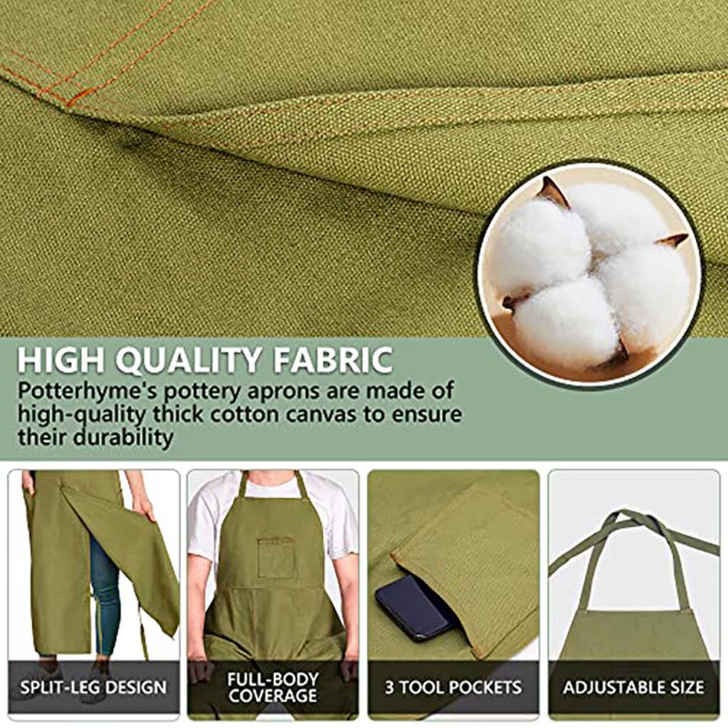 Split-Leg Apron, Ceramic Apron, Design, Pocket Fabric, Easy Suitable For Pottery Restaurant Work, And Painting