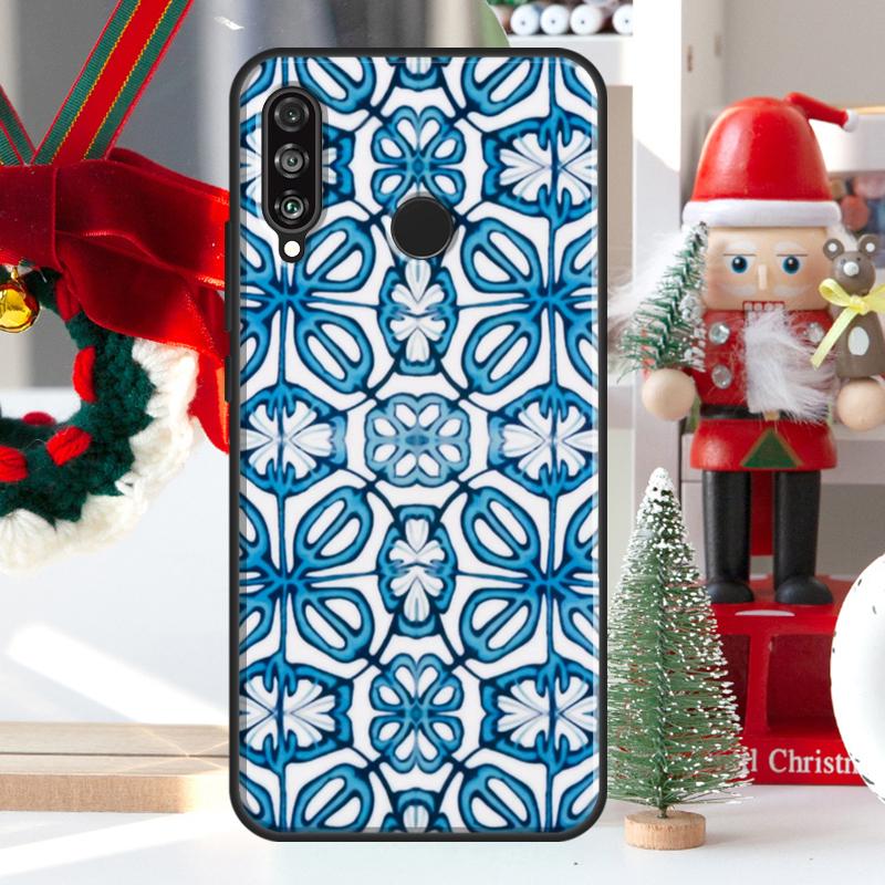 Square Turkish Flower Tiles For Huawei Nova 12i 11i 8i 12s Y73 Y72 Y61 Y91 Y90 Y70 Y60 9 10 SE P60 Pro P30 P40 Lite Case