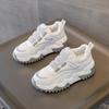 2025 Trendy Women's Genuine Leather Platform Sneakers with Thick Sole and Concealed Lift