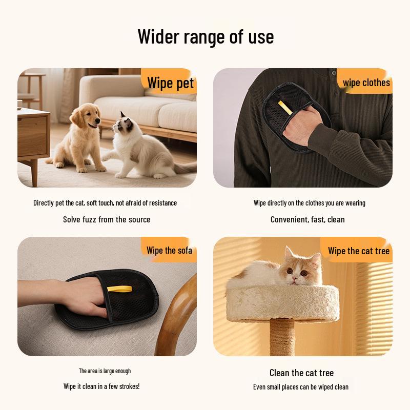 Double-Sided Pet Hair Removal Glove and Brush for Cats and Dogs