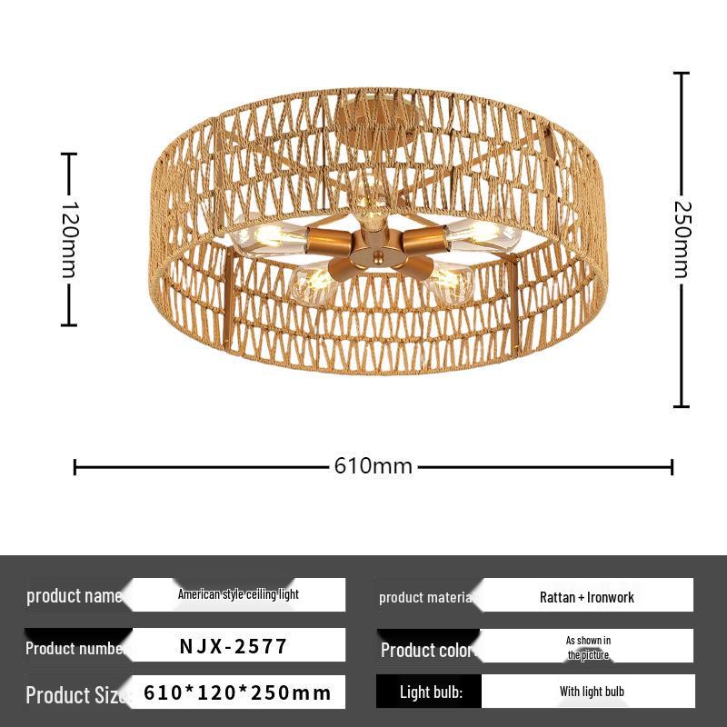 Modern Minimalist Hemp Rope Pendant Light for Bedroom, Study, and Tea Room