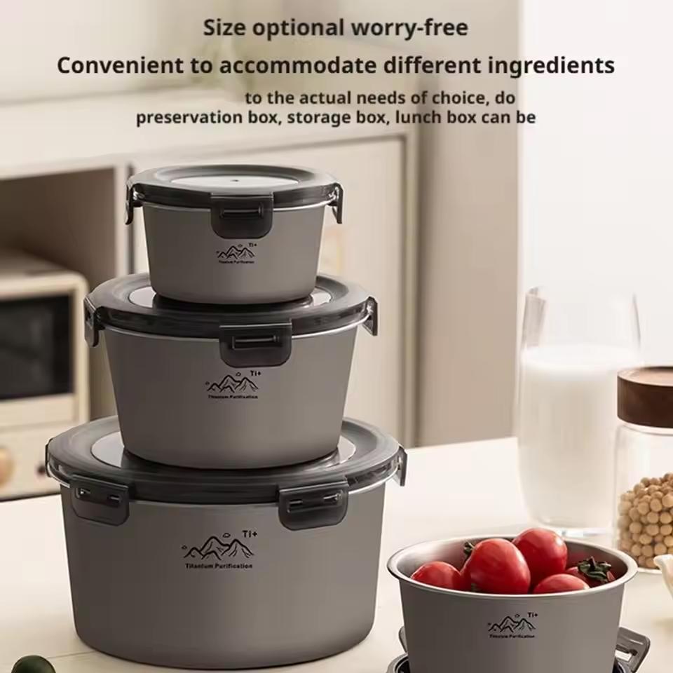 Ultralight Titanium Purification Dinner Box Portable Fresh-keeping Food Storage Container For Outdoor Picnic Camping Lunch Box