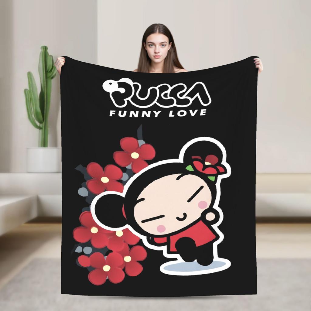 Kawaii P-Pucca Blanket Fleece Autumn/Winter  Breathable Warm Throw Blanket for Bed Bedroom Bedspreads