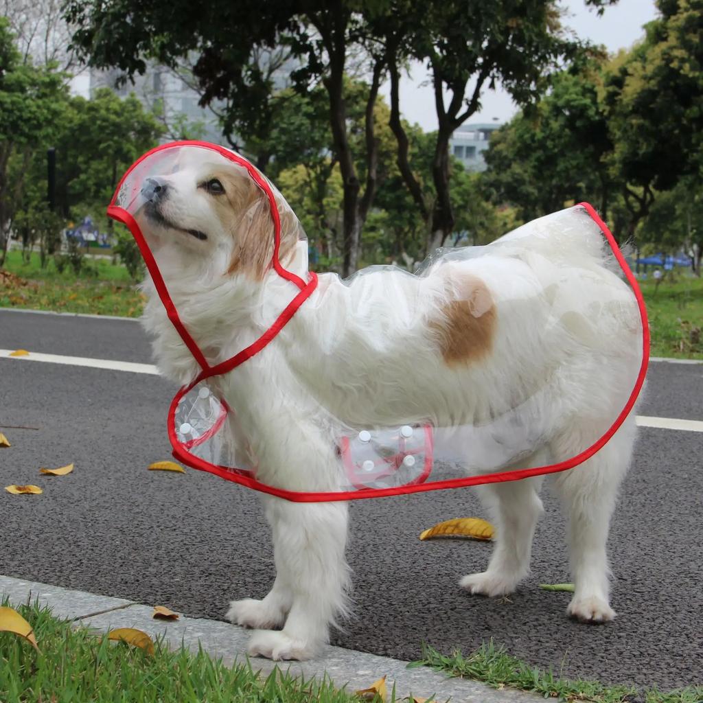 XS-8XL Pet Supplies Dog Raincoat Waterproof Transparent Plastic Fashion Poncho Personalized Color Edge Costumes for Large Dogs