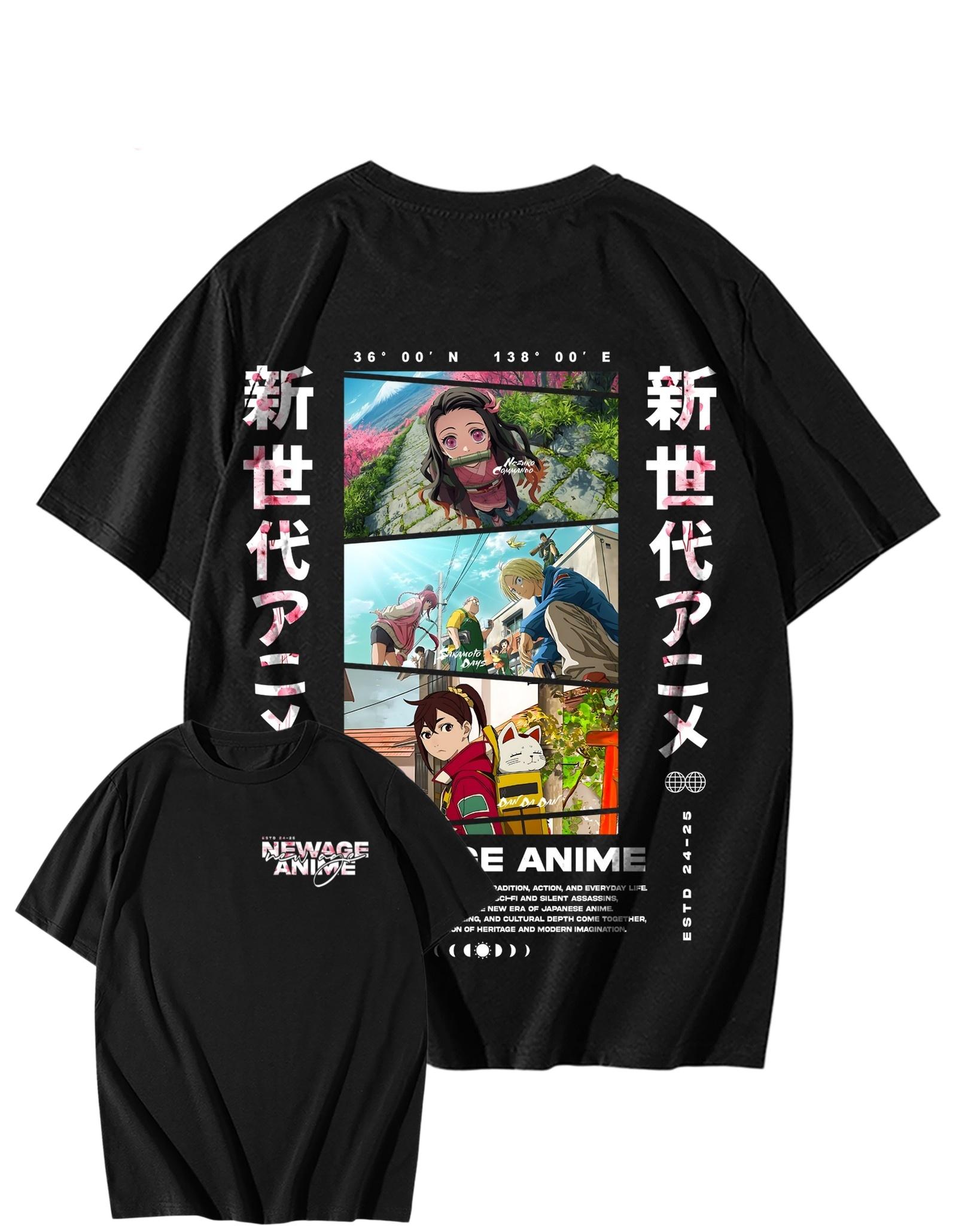 Т-футболка с двусторонней печатью в стиле New Age Аниме Клинок Рассекающий Демонов Летняя Графика Аниме Клинок Рассекающий Демонов Хлопковая Футболка для Мужчин Детей S