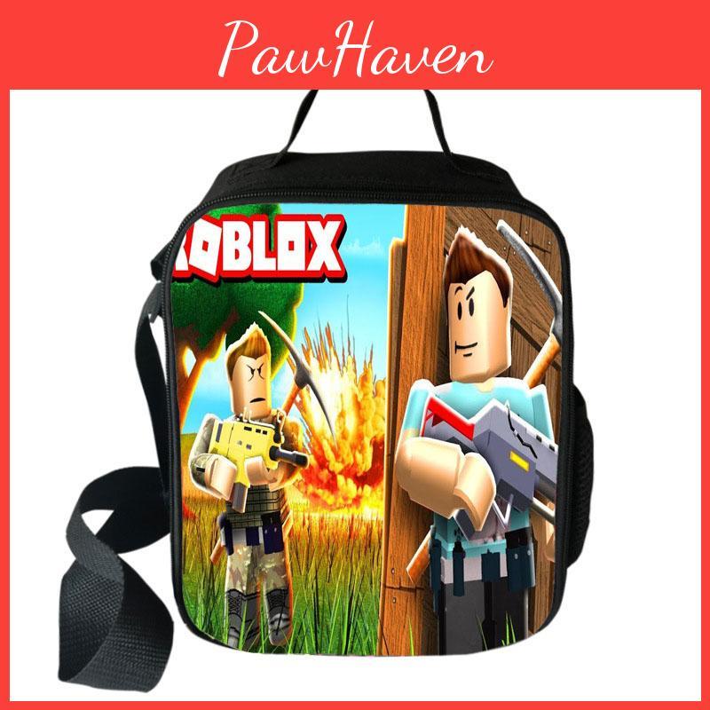Geräumige isolierte Roblox-Lunchtasche für Kinder mit verstellbarem Schultergurt