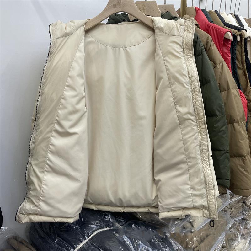 Dámská zimní podzimní bílá bunda s kapucí, kachní péřová bunda, jednobarevná, velká kapsa s nastavitelným pasem