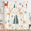 2pcs,2D Plane Printing Curtain Fabric Christmas Trees Snowflakes Deer Bauble (3) Versatile 100% Polyester (without Rod) Holiday
