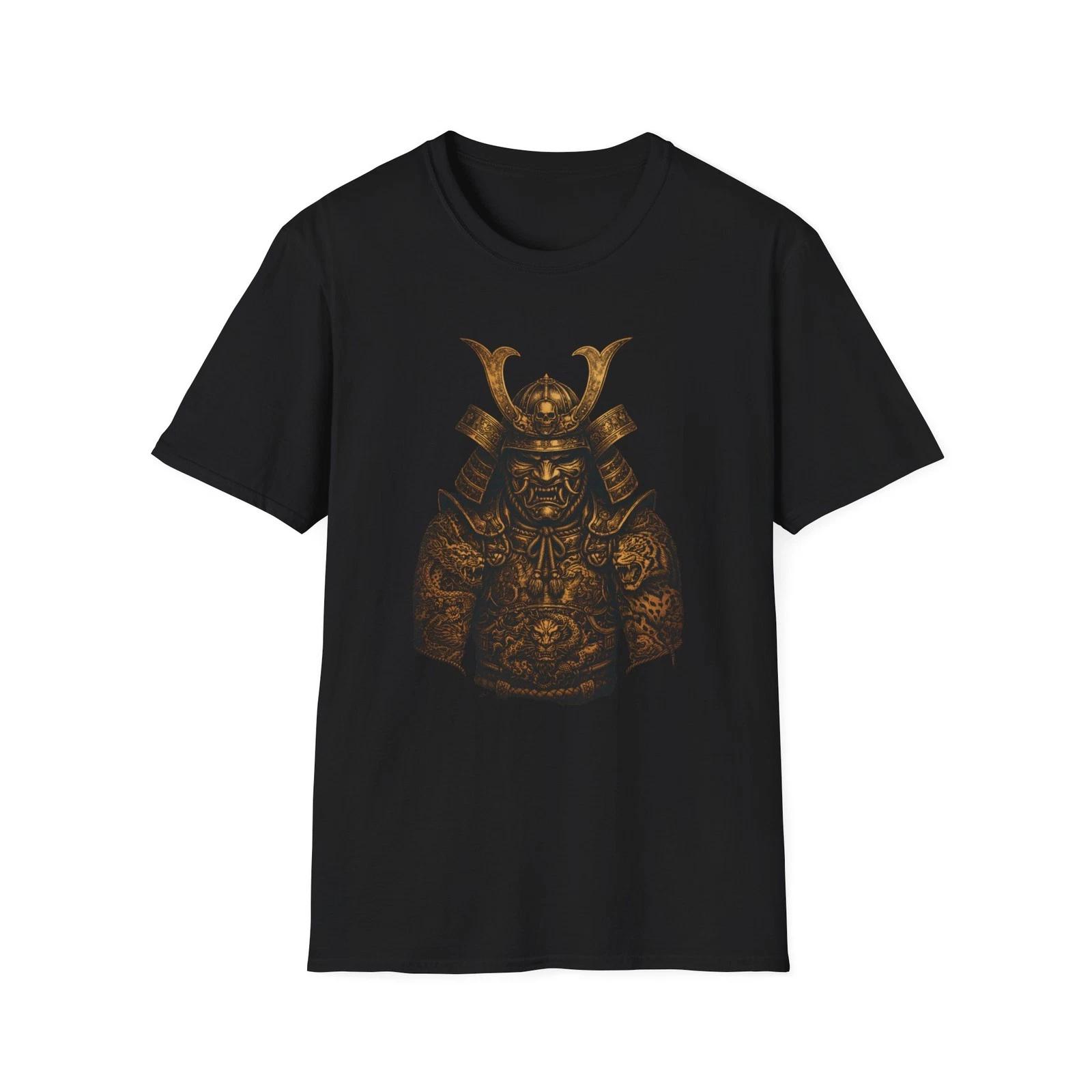 Golden Samurai Armor T-Shirt | Japanese Warrior Helmet 2XL