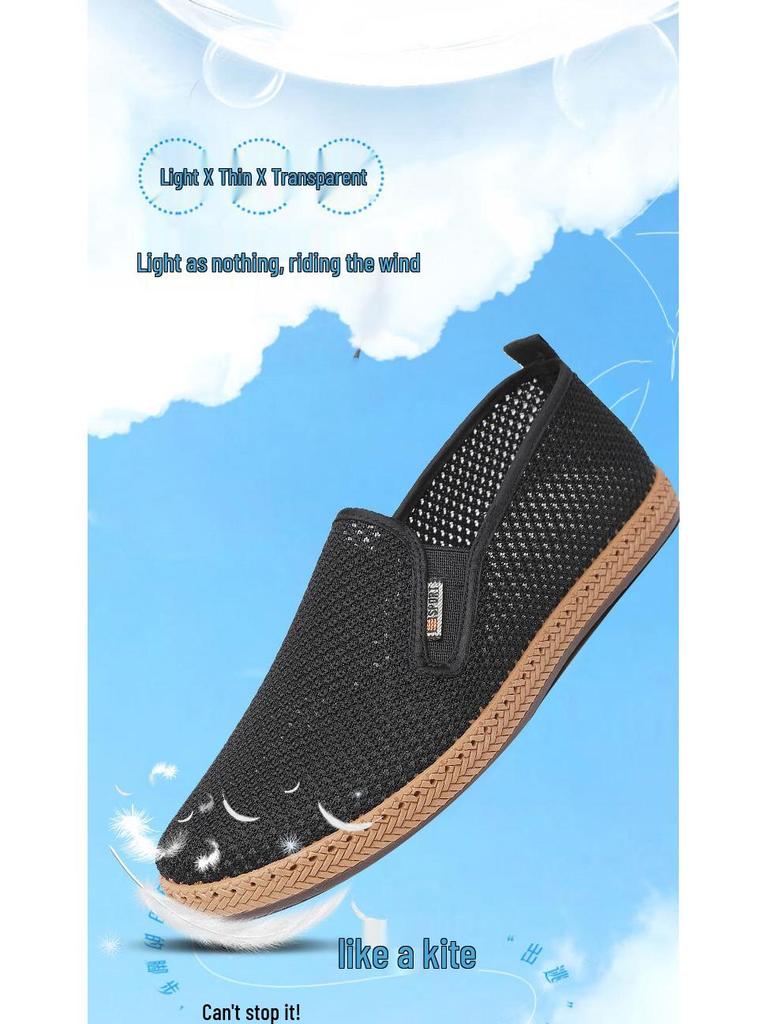 Scarpe da Uomo Estive in Rete Traspirante Slip-On, Suola Morbida Antiscivolo, Resistenti all'Usura, Casual da Papà.