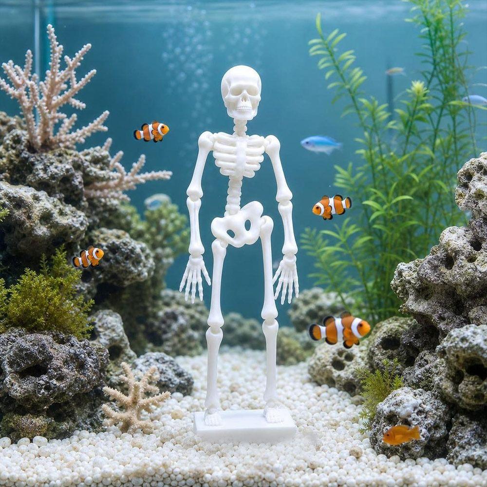 Bubble Activated Aquarium Skeleton Ornament Luminous Skeleton Air Stone Fish Tank Decoration