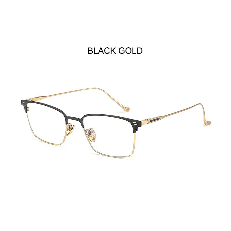 Semi-Titanium Glasses Frames Retro-Chic Browline Eyeglasses Comfortable Sophisticated Vintage-Inspired Stylish Men s Eyewear