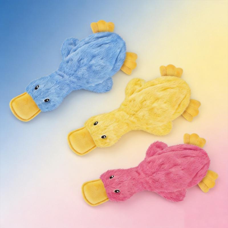 Piepende Eend Pluche Huisdier Speelgoed Bijtbestendig Tanden Slijpen Interactief Verveling Verlichtend Zelfspeel Speelgoed voor Honden Katten Puppy's Kittens