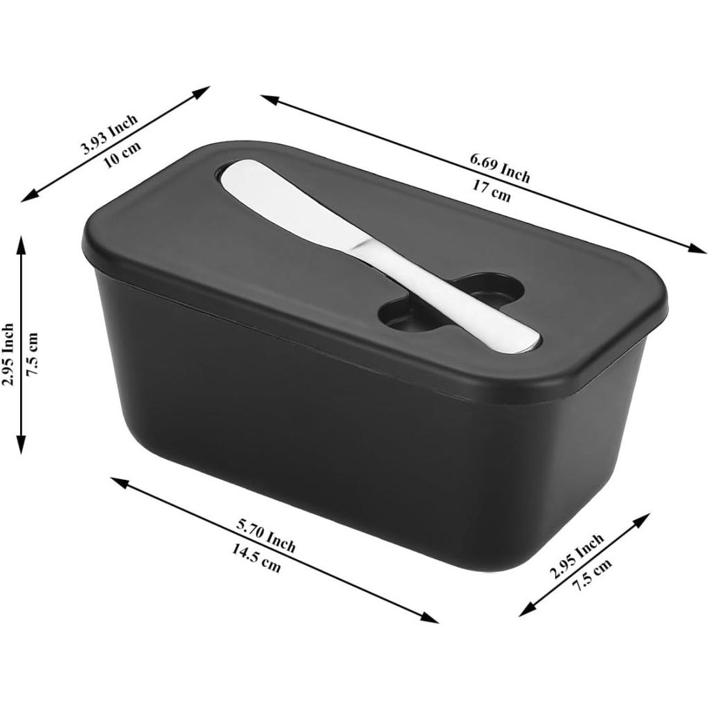 Durable Plastic PP Butter Dish with Lid | Easy-Scrape Butter Knife Included, Seals Butter Container for Countertop or Refrigerator, Baking Essentials