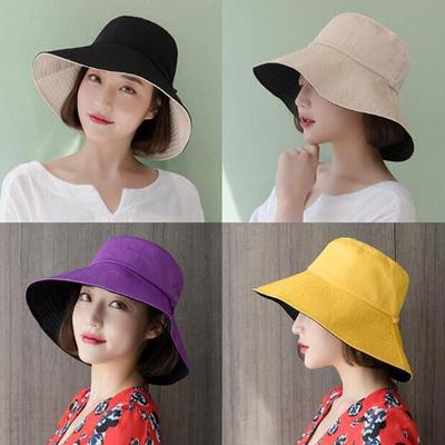 Women Simple All-match Double-side UV Protection Hats