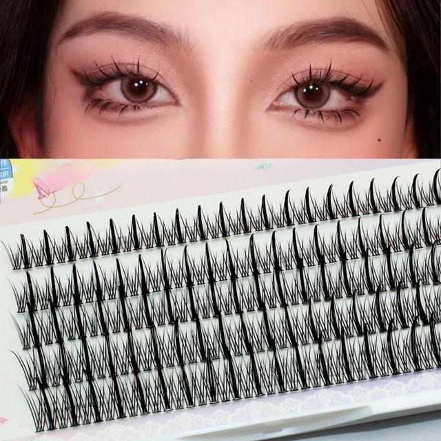 LuxeFlutter - Кластерные накладные ресницы  Кошачий глаз Black - 0.8cm