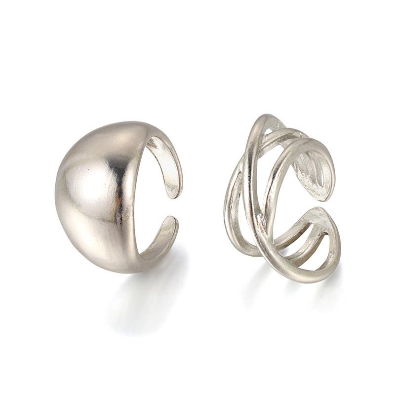 Sterling  Irregular Water Droplets Cross Ring Female Simple Retro Style Handmade Jewelry