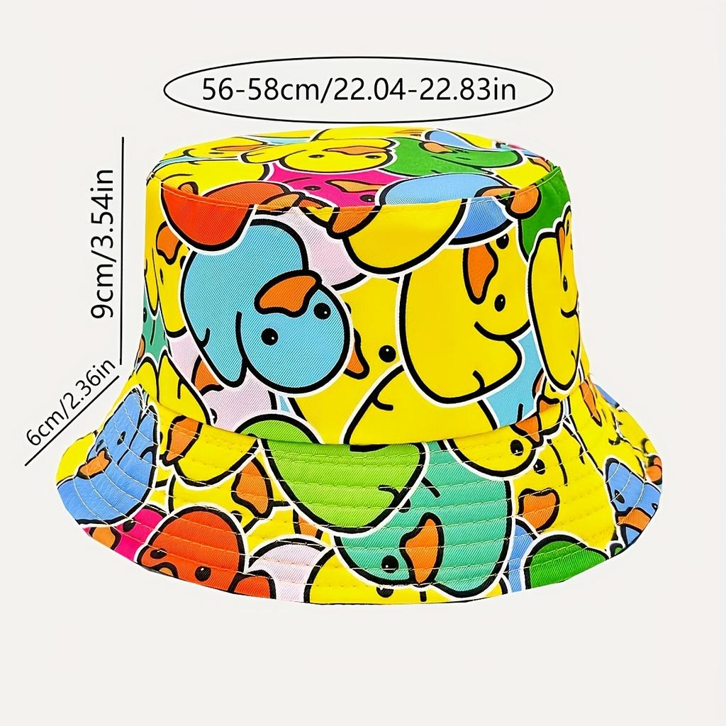 Summer Fisherman Hat Double Sided Yellow Travel Duck Bucket Hats Sunshade Anti-UV Breathable Reversible Foldable Beach Hat