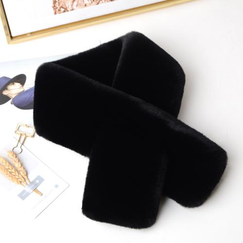 Winter Thick Furry Scarf Female Imitation Rex Rabbit Fur Joker Scarf Set Warm Plush Cross Fur Collar.