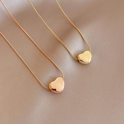Stainless Steel Love Heart Pendant Necklaces  Snake Chain Wedding Necklace For Women